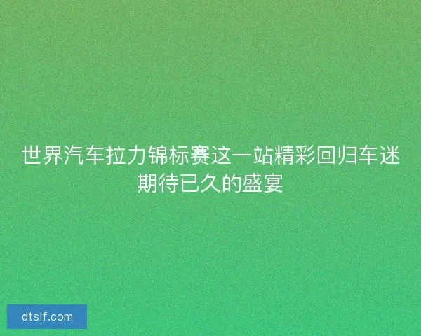 世界汽车拉力锦标赛这一站精彩回归车迷期待已久的盛宴